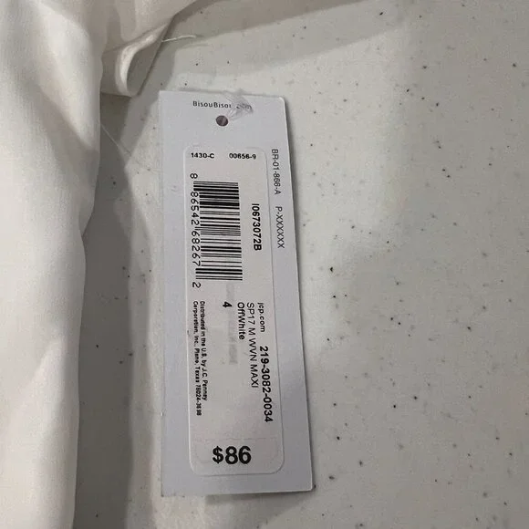 BISOU BISOU Off White Chiffon Off shoulder Pleated bottom Maxi long formal dress - Picture 6 of 7